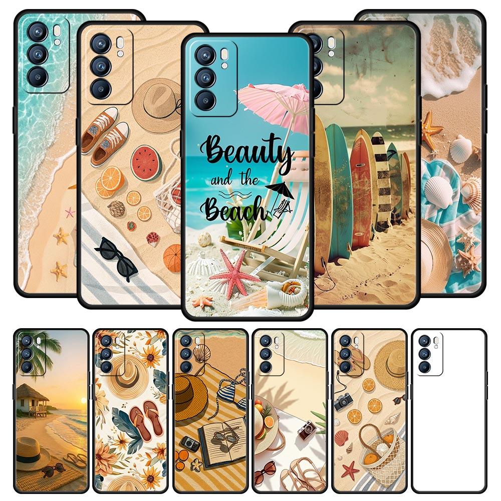 Летний пляжный чехол для телефона для Oppo Reno 13 12 11 10 7 F Find X5 X6 A98 A80 A79 A78 A57 A54 A31 A17 Pro 5G Мягкий ТПУ чехол Сумка Funda