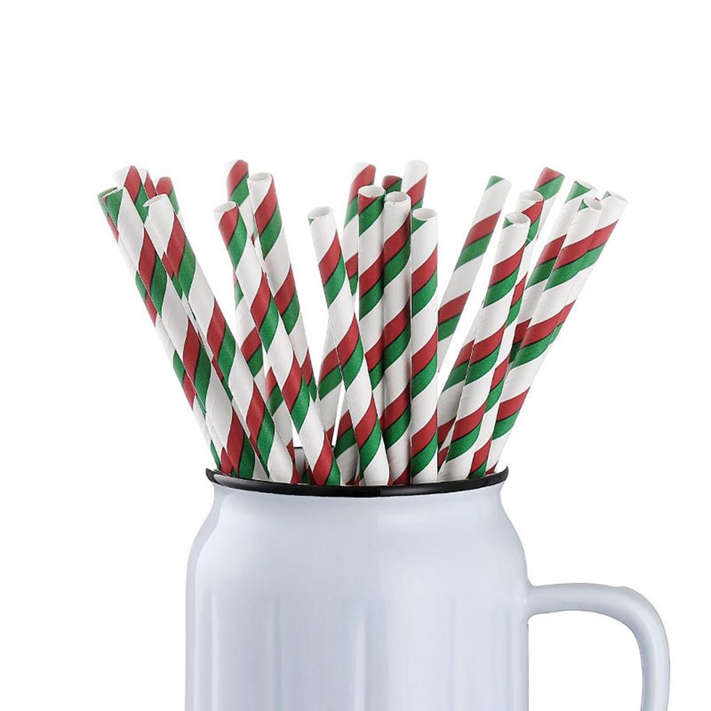 Многоцветная бумажная посуда, питьевые соломинки, товары для вечеринок, барные инструменты, рождественское украшение