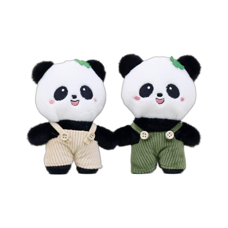 Charming Panda Plush Keychain Short Plush Animal Figure With Colorful Overalls And Pp Cotton