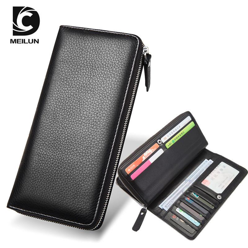 New Long Wallet Men's First Layer Cowhide Wallet Men's Retro Business Zipper Multi-card Large-capacity Clutch Bag