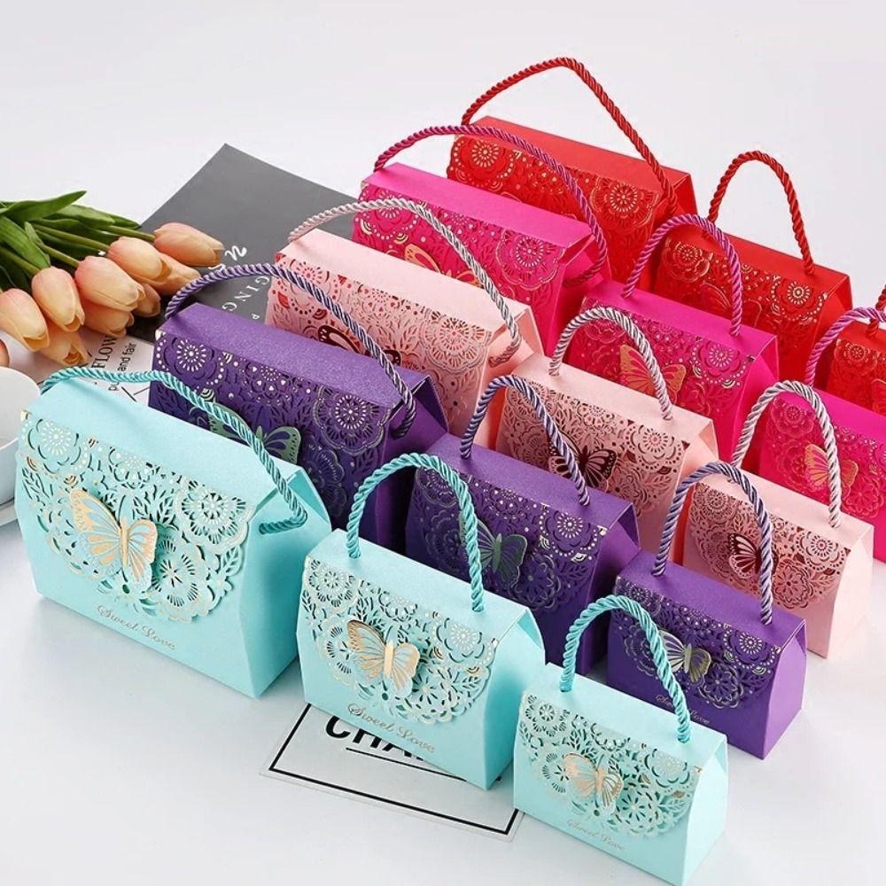 with Handle Cutout Butterfly Candy Box Multicolor Wedding Gift Packaging Box Birthday Party Gift