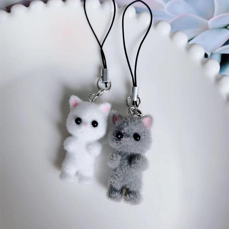 Cartoon Cute Three-Dimensional Cat Pendant Phone Lanyard Cute Cat Doll Mobile Phone Strap Keychain Couple Pendant Bag Decoration
