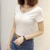 Front and Rear V-neck Short Short-sleeved T-shirt for Women's Design Sense Summer New Korean Style Female Slim Body Clothes for Women