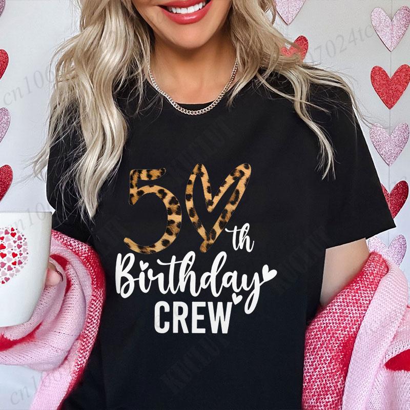 Women T-shirt 50th Fabulous Birthday Squad T-shirts 50th Years Old Birthday Party Matching Clothing Leopard Graphic Y2k Tops