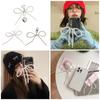Practical Keyring with Lovely Cartoon Bead Bowknot Metal Heart Key Ornament Keychain Decoration Pendant for Phone Bag