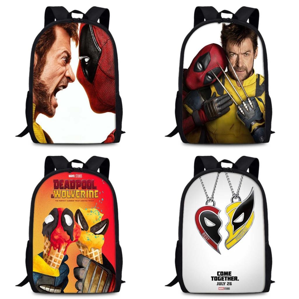 Deadpool And Wolverine Backpack Durable Oxford Fabric 15-inch Student Bag