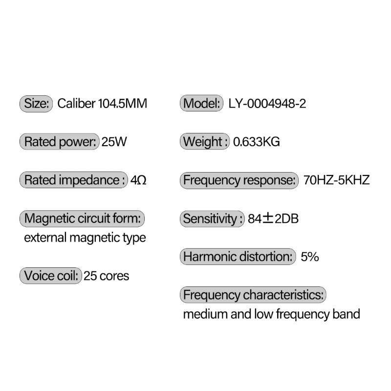 High Performances 4inch Rubber Edged Speaker Wide Frequency Ranges with 25W Power and IPX7 Waterproof Design