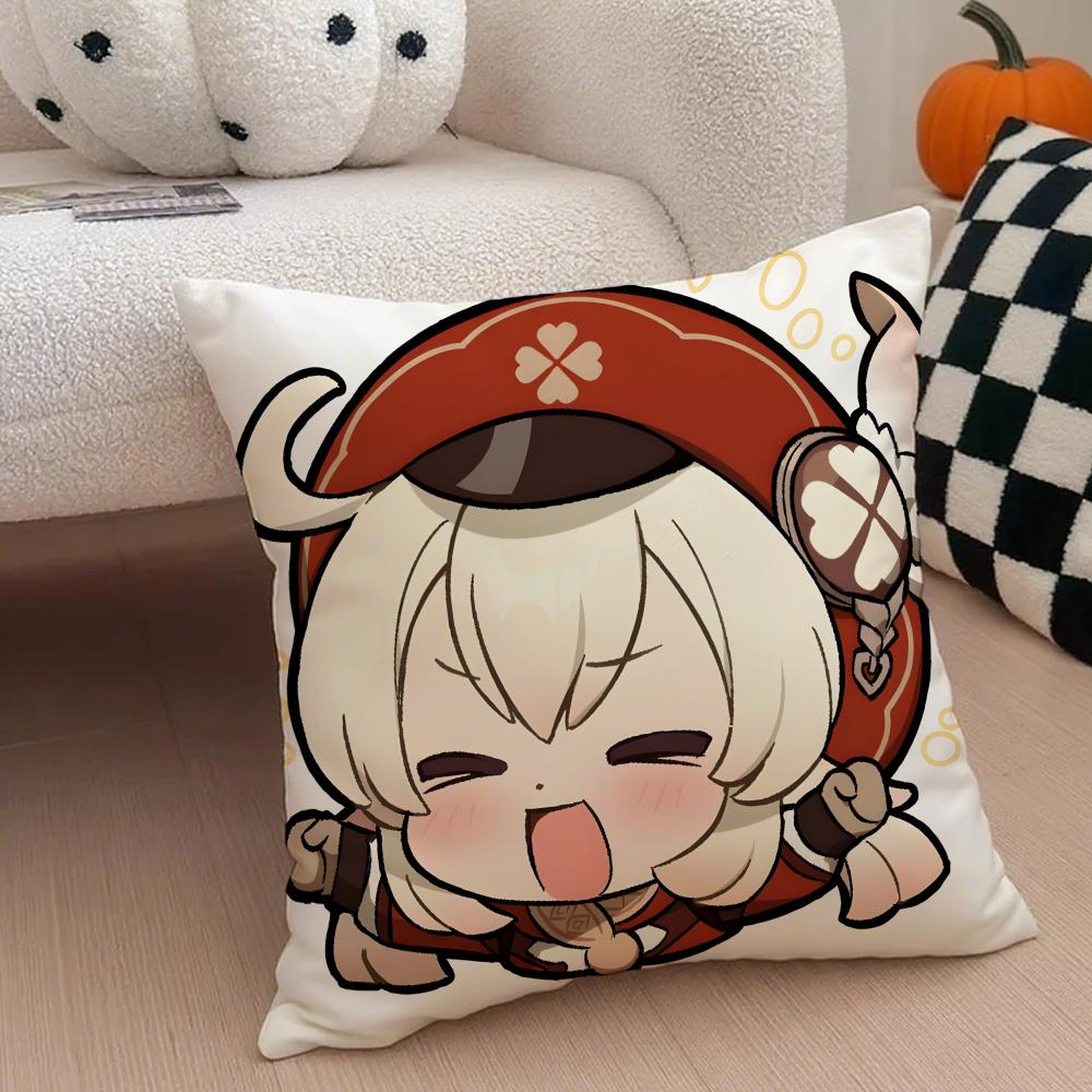 miHoYo hot funny Genshin emotes meme Cushion Cover Throw Pillow Cover Hidden Button Durable Polyester Chair Cushion