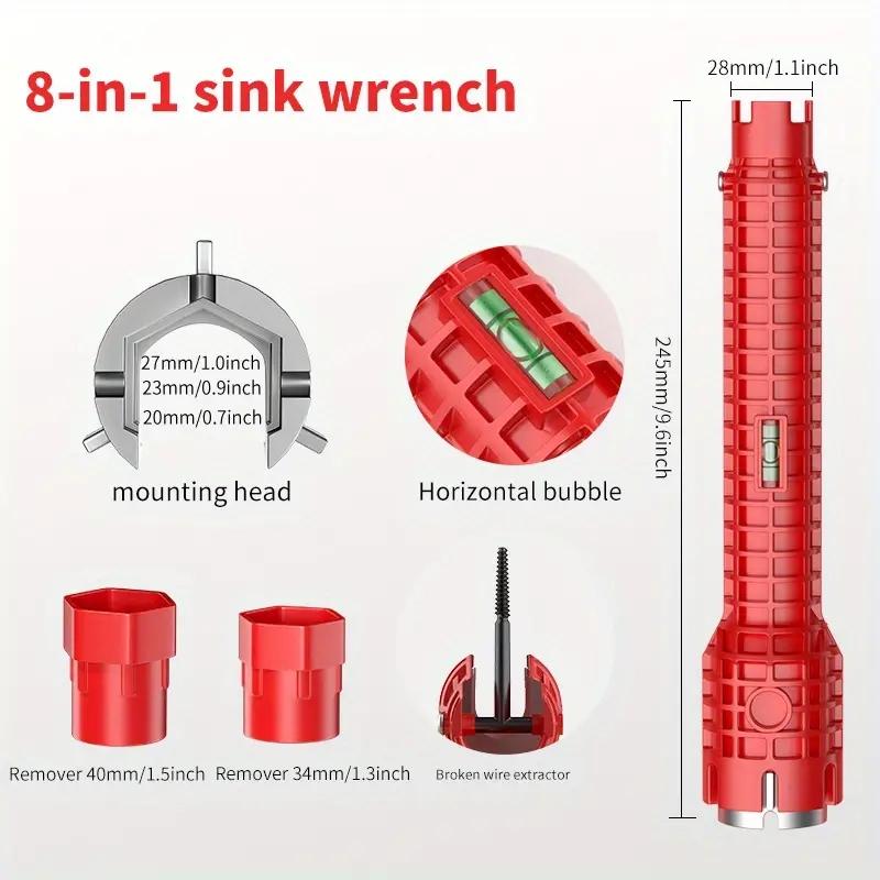 18/24 в 1 ключ для смесителя для раковины, инструмент для ремонта сантехники, противоскользящая ручка, двойной гаечный ключ, ручные инструменты для установки сантехники в ванной