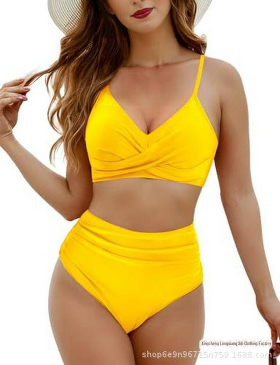 2024 Новый женский европейский и американский купальник-бикини из двух частей с перекрестными бретелями