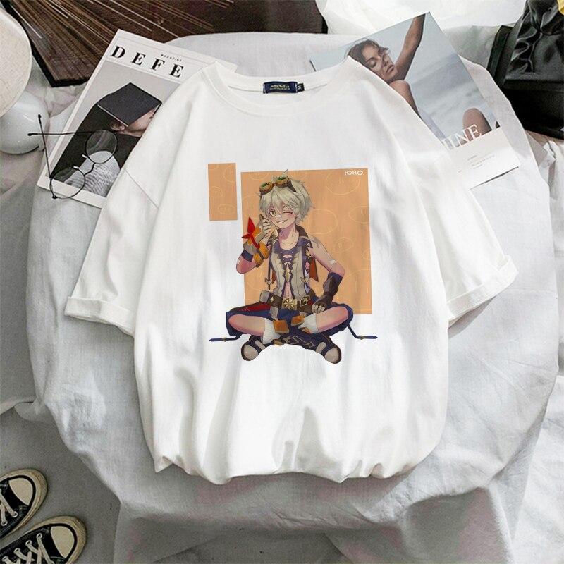 Women's T-Shirt Kawaii Genshin Impact Graphic Oversized T-Shirt Harajuku Summer Short Sleeve T-Shirts Woman Clothes Tops Tee