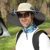 Sun Hat with Breathable Mesh Design Adjustable Cord Wide Brim Sun Protection Hat Dual Fan Design Fishing Hiking Hat