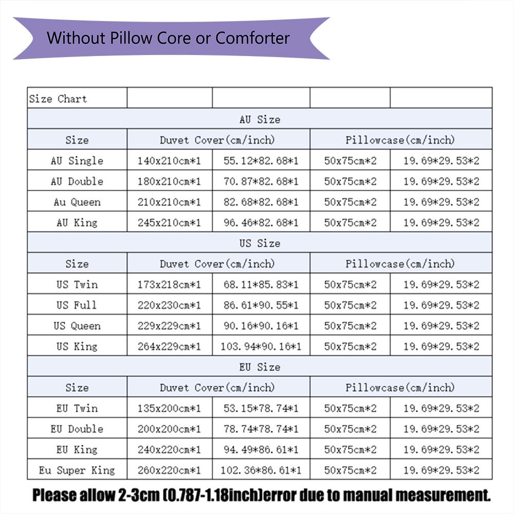 Glory Legacy Three-piece set (1 * duvet cover + 2 * pillowcase, without core) 2D Flat Soft and comfortable Duvet cover and pillowcase Bedding set