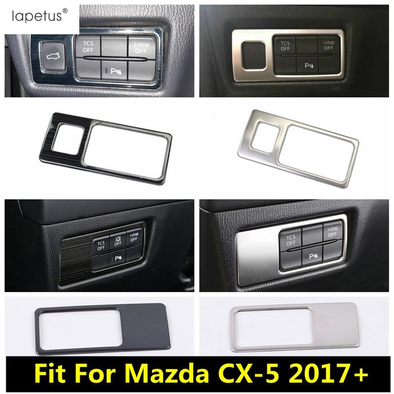 Панель переключателя фар автомобиля, накладка-кнопка для Mazda CX-5 CX5 2017 - 2024, серебристый / черный металлический, аксессуары для интерьера