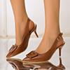 Women Soft Leather Slingback Shoes Versatile Premium High Heels Ladies Office Fashion Pointy Toe Woman Pumps Luxury Sandals