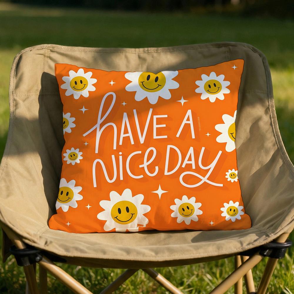 warm good day Cushion Cover Soft Reversible Durable Pillow Cover MultiScene Use for Home Car Daily Comfort