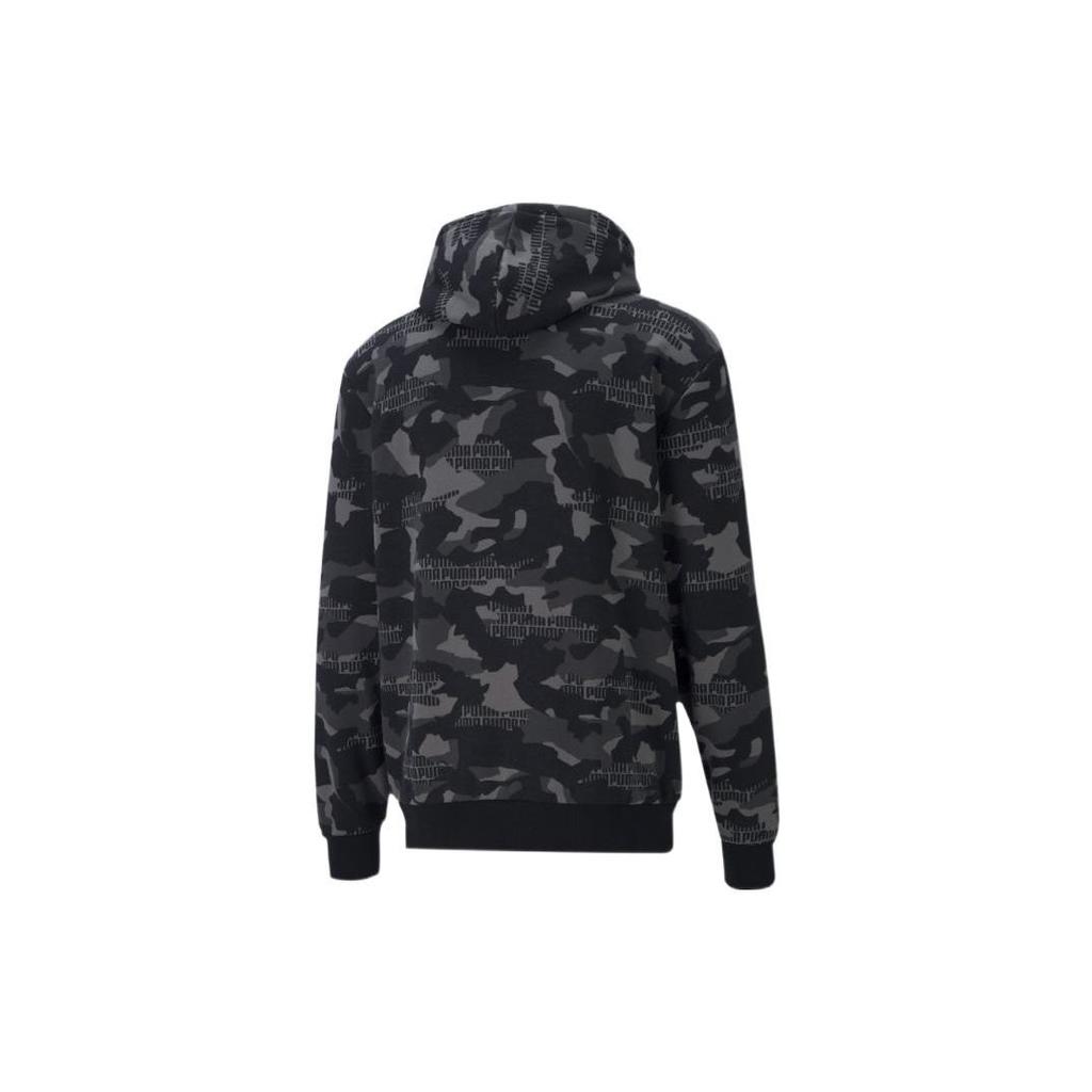 Puma Камуфляжная печать логотипа бренда пуловер с капюшоном на шнурке мужские толстовки черные 587668-01