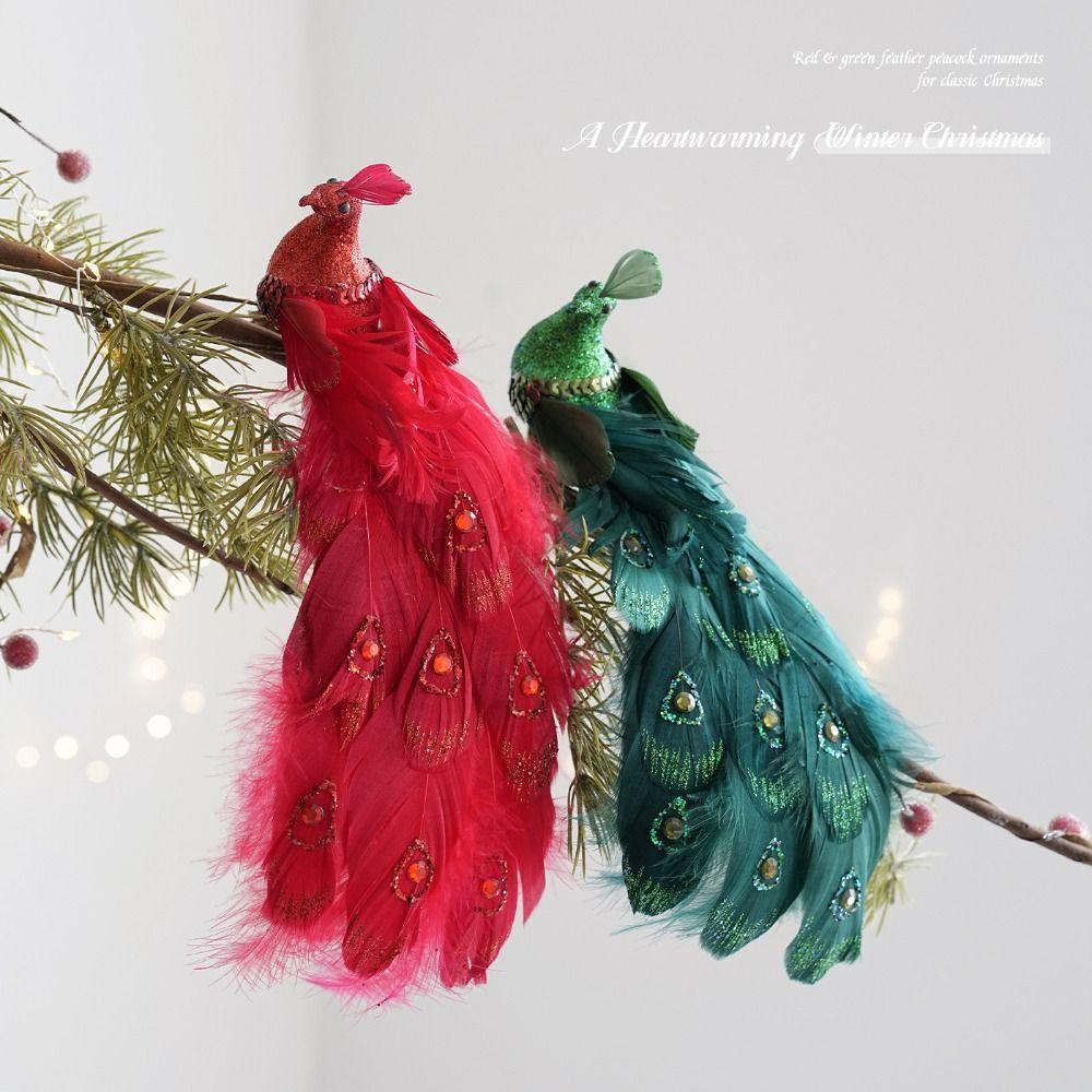 New Shimmering Christmas Peacock Decoration Realistic Feathers DIY Crafts Peacock Foam Cartoon Simulated Peacock Navidad Decor