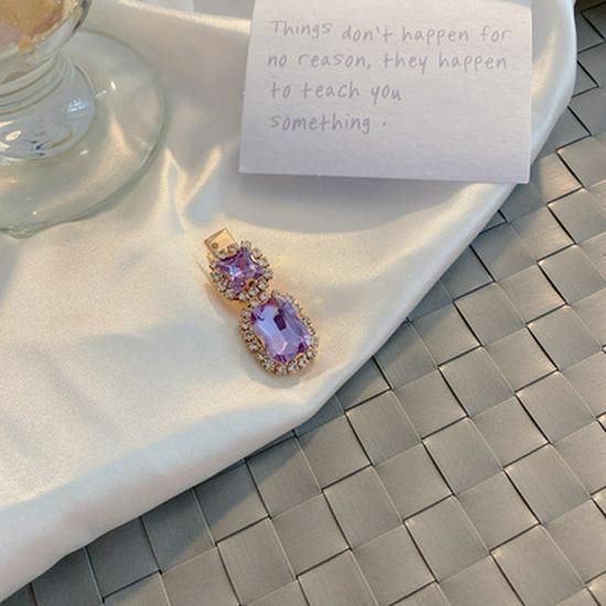 Emerald Rhinestone Retro Hair Clip for Women - Versatile, Elegant One-Word Hairpin for Bangs