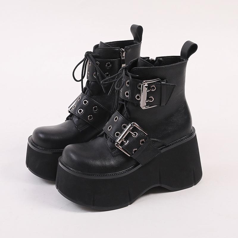 Fashion Brand New Gothic Style Sexy Elegant Chunky Platform Women Ankle Boots Walking Comfy Woman Shoes Platform Boots