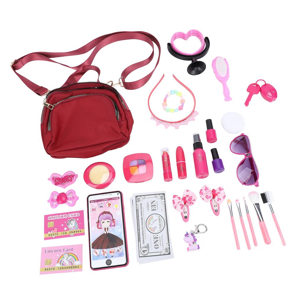 34 шт. Детский набор для макияжа, помада, тени для век, лак для ногтей, набор для ролевых игр с сумкой для переноски