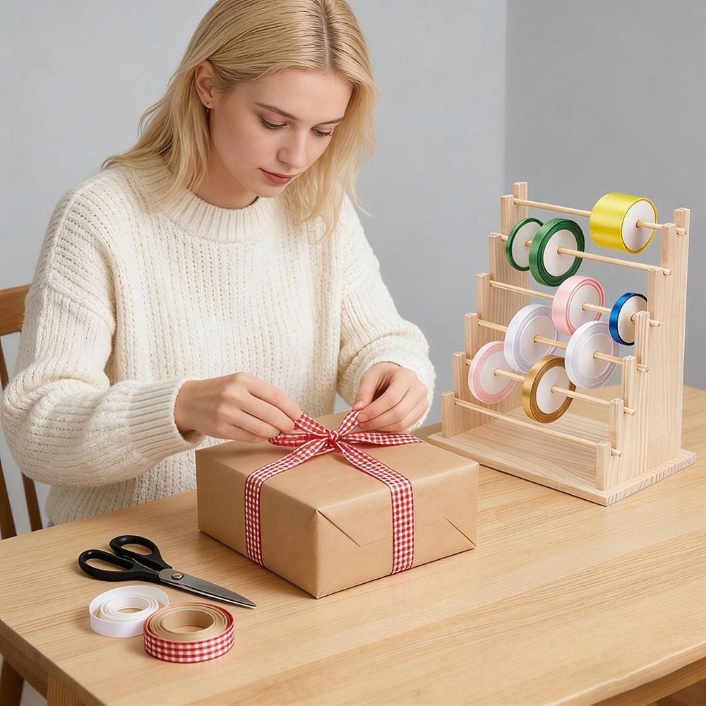 1set 6 Layers Wood Bracelet Organizer Display Riser Stands Moccasin 19.9x31.6x35.5cm