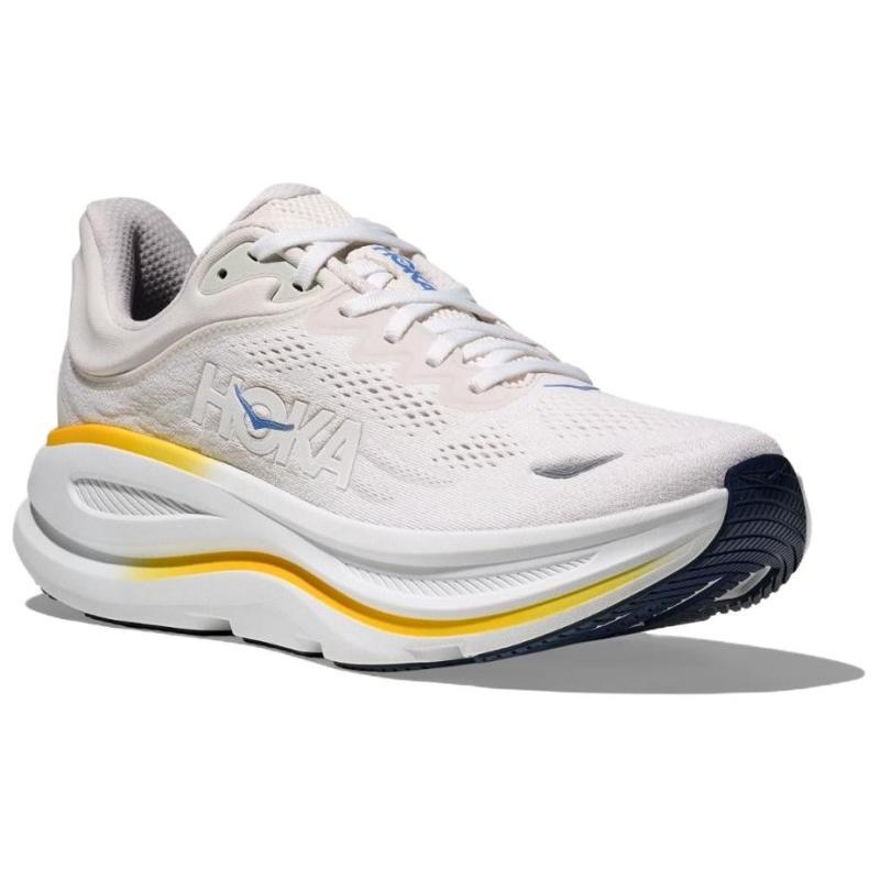 HOKA One One Bondi 9 Дышащие Поддерживающие Суперкритическая Пена Промежуточная Подошва Повседневные Кроссовки для Трейлраннинга Мужские Белые 1162011-WGRT