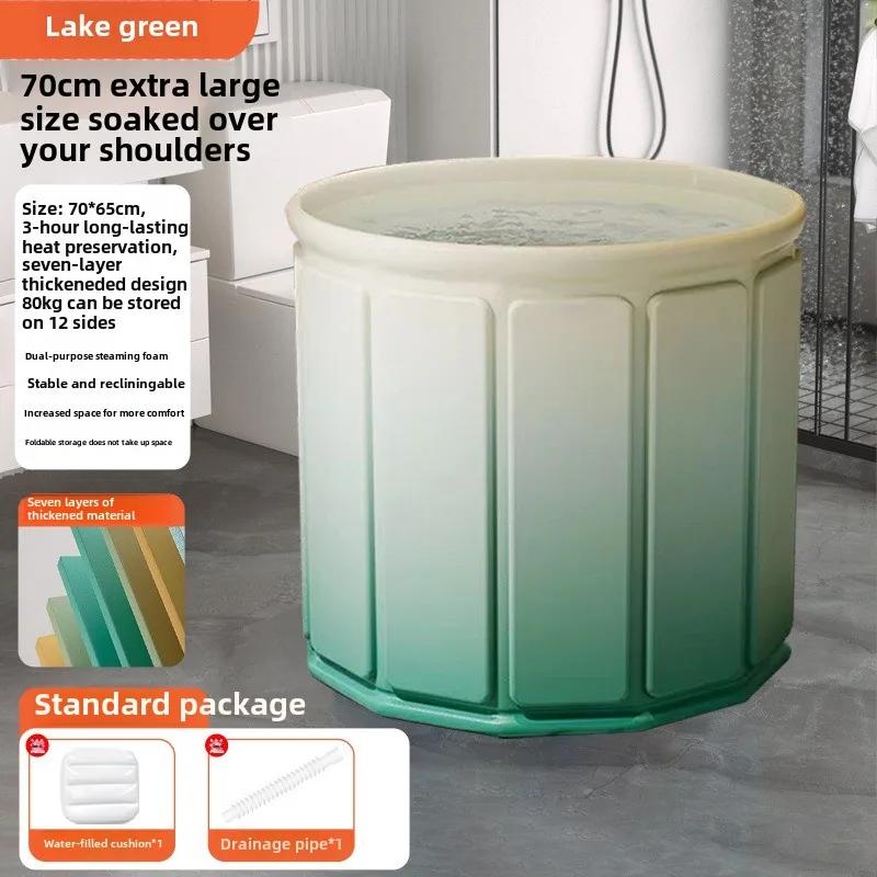 Круглая складная ванна для детей и взрослых, портативная ванна, СПА для ванной, удобное хранение, складное ведро для купания с крышкой