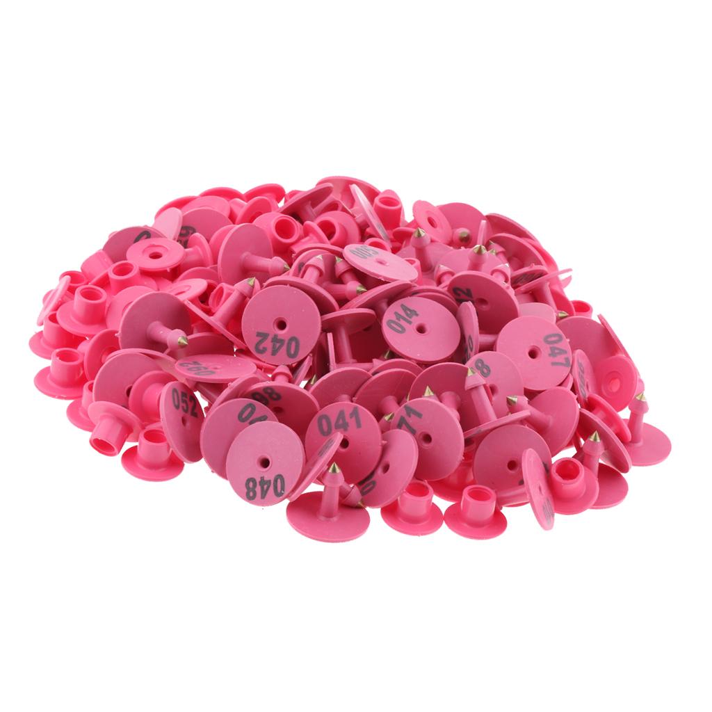 100PCS Numbered Livestock For , numbers is clear and never easy to identify - Pink