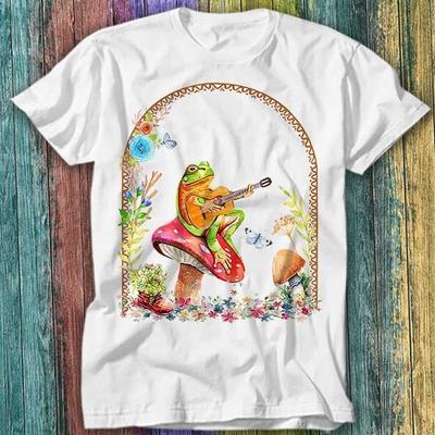 Футболка с принтом Лягушка, играющая на гитаре, на мухоморе Top Tee 181