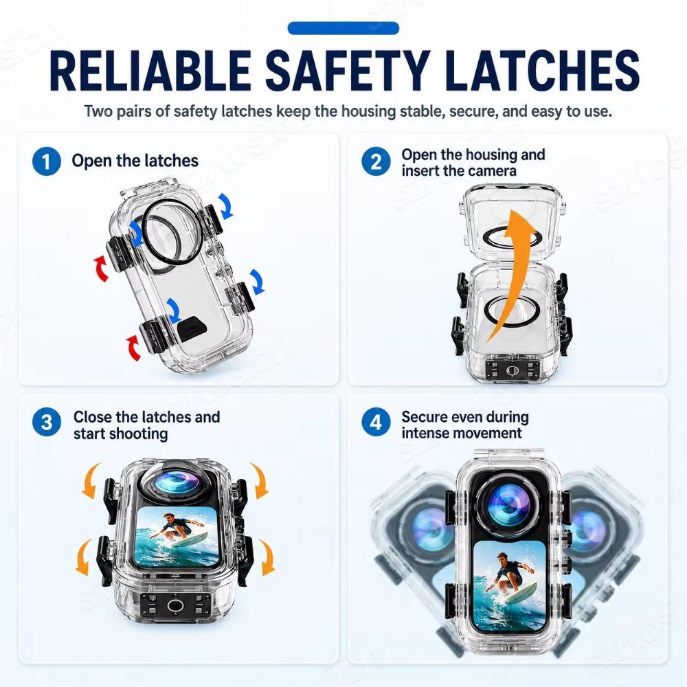 Quick Release Waterproof Case 60M Underwater Diving Shell for Insta360 X6 Action Camera Accessories