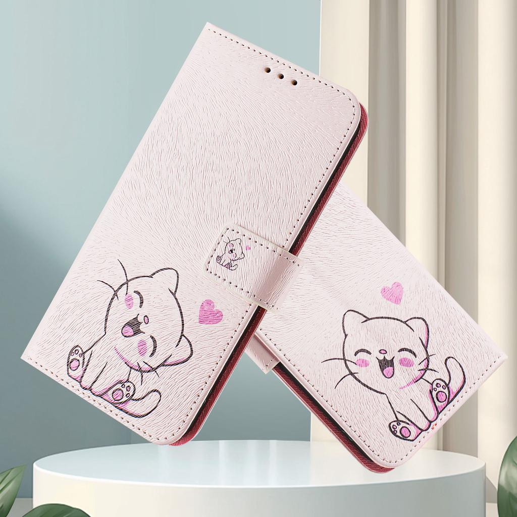 Cute Cat Luxury Painted Leather Case Wallet Book Style Cover for Oppo A72/A52/A92 4G,A36 4G,Reno 8/9,Realme 8/9/10/11/12...