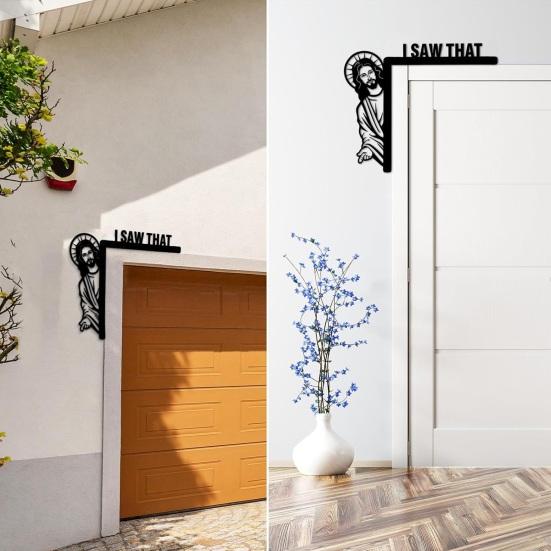 Декор дверной рамы, деревянная забавная дверная вывеска «Иисус, я видел эту раму», угловой орнамент для домашней настенной мебели