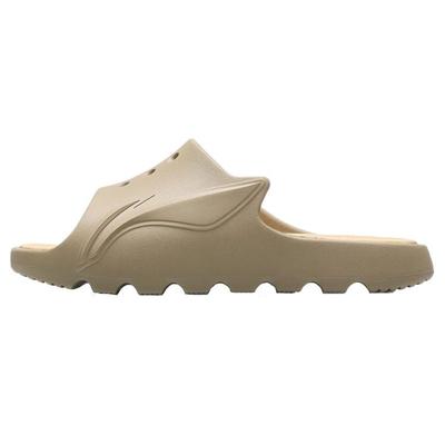 Li Ning Lnbb Slide Модные резиновые подошвы Бесшумные тапочки Мужские тапочки Хаки ABTR005-3