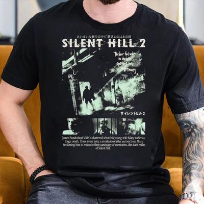 2025 Лето Silent Hill 2 Видеоигра Черная Ретро Игровая Футболка Мужская Повседневная Хлопковая Футболка с Коротким Рукавом Рубашка Свободная Футболка