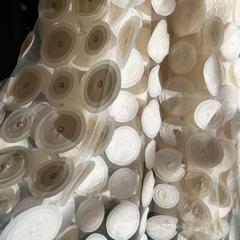 50x135cm 3D Heavy Texture Circular Cutting Piece Mesh Fabric Perspective African Lace Designer Fabric DIY Garment Evening Dress