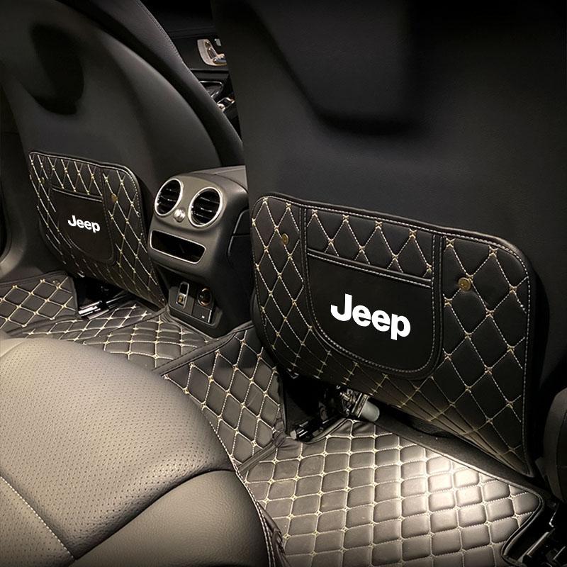2Pcs Car Interior Anti-Kick Mat Auto Seat Back Protector Pad For Jeep Grand Cherokee Wrangler JK Gladiator Compass Valve KUBEL1
