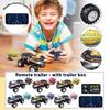 RC Truck, 1:64 Scale Truck With Lights, Remote Control Truck, 2.4GHz Rc Truck, Rechargeable Remote Control Semi Truck With Trailer