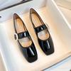 N1-9 Весна и Осень 2025 Новые Универсальные Туфли-лодочки из лакированной кожи с квадратным носком и плоской подошвой, Большие размеры, Женская обувь