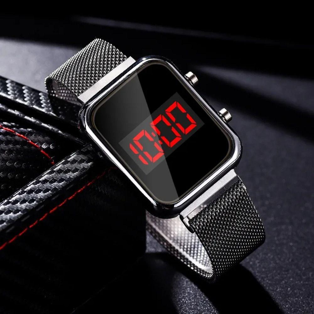 LED Lighting Screen Digital Watch Alloy LED Display Watch Electronic Wristwatch Women Men