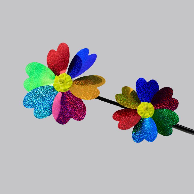 1 шт. Красочный пайеточный вертушка Пластиковый декор в форме сердца Ветряная мельница Декор для улицы Сад Газон Праздничный Яркие цвета Вращающаяся Веселая Сцена