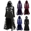 Womens Hooded Dress Plus Size Tree Print High Low Halloween Coat Blouse Tops