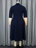 AOMEI Темно-синие миди-платья А-силуэта с короткими рукавами, винтажные наряды 90-х для женщин, повседневная рабочая одежда