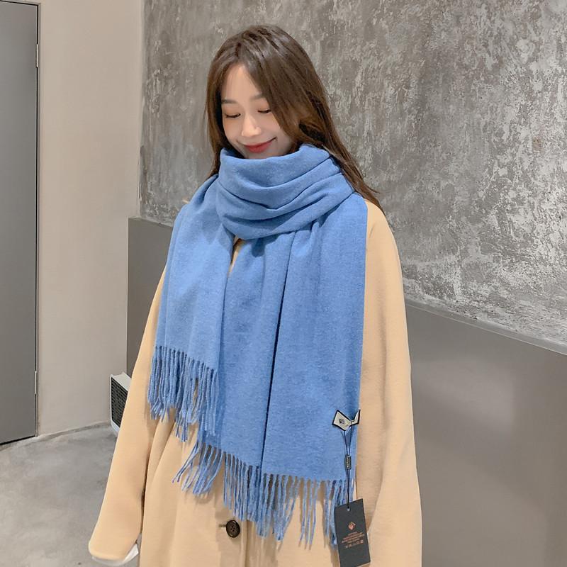 Women'S Thick Warm Solid Color Scarf Autumn And Winter New Style Cashmere Scarf Versatile Wool Scarf