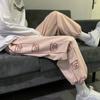 Розовые спортивные штаны, женские весенне-летние корейские прямые свободные брюки, тонкие универсальные брюки нишевого дизайна