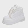 2024 Spring/Autumn Korean Platform Round-Toe White Shoes: Thick-Soled, Height-Boosting, Casual & Versatile