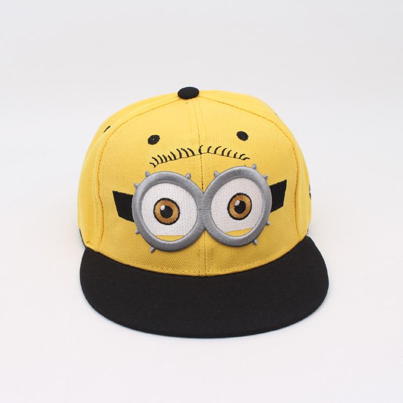 Милая кепка-snapback Миньоны для детей и взрослых, Желтая, с вышивкой мультяшных персонажей, с плоским козырьком, бейсболка