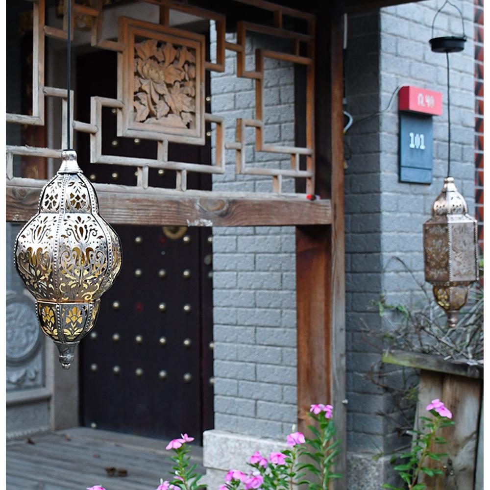 Уличные солнечные фонари Марокканский декоративный фонарь Водонепроницаемый декоративный свет Железная полая проекционная лампа для дома, вечеринки, праздника