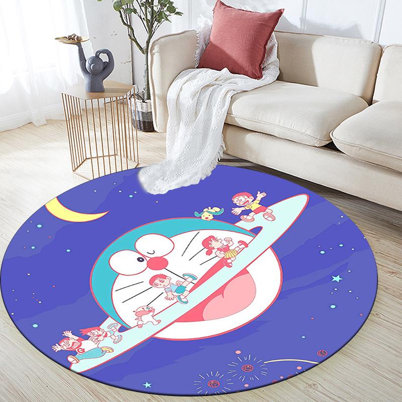 Doraemon3 Round Area Rug,Carpet Rug for Living Room Bedroom Sofa Playroom Decor,Non-slip Floor Mat