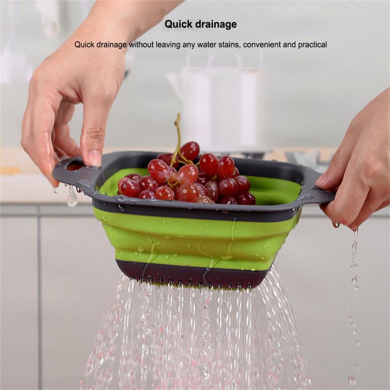 Silicone Folding Drainer Basket Fruit Vegetable Foldable Colander Kitchen Strainer For Food Pasta Kitchenware Drain Device